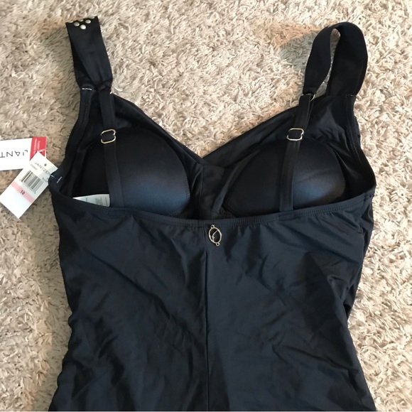NEW Jantzen Women's Draped Solids Surplice 1-pc Swimsuit Black Size 10 M Modest - Picture 9 of 16